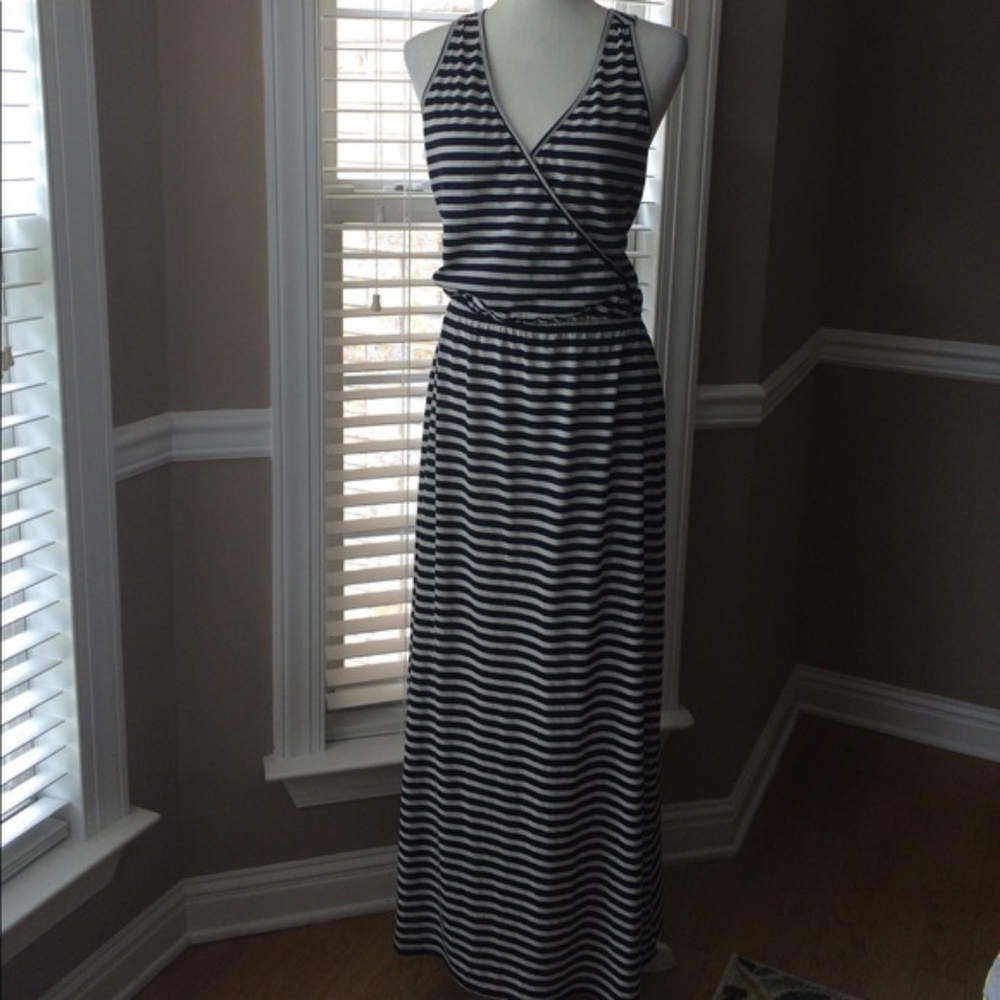 GAP Blue and White Striped Maxi Dress